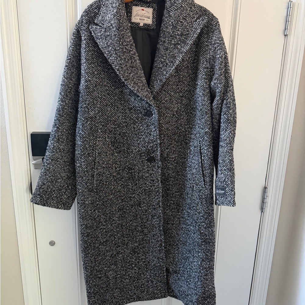 Levi's Black & Gray Herringbone Wool blend Coat